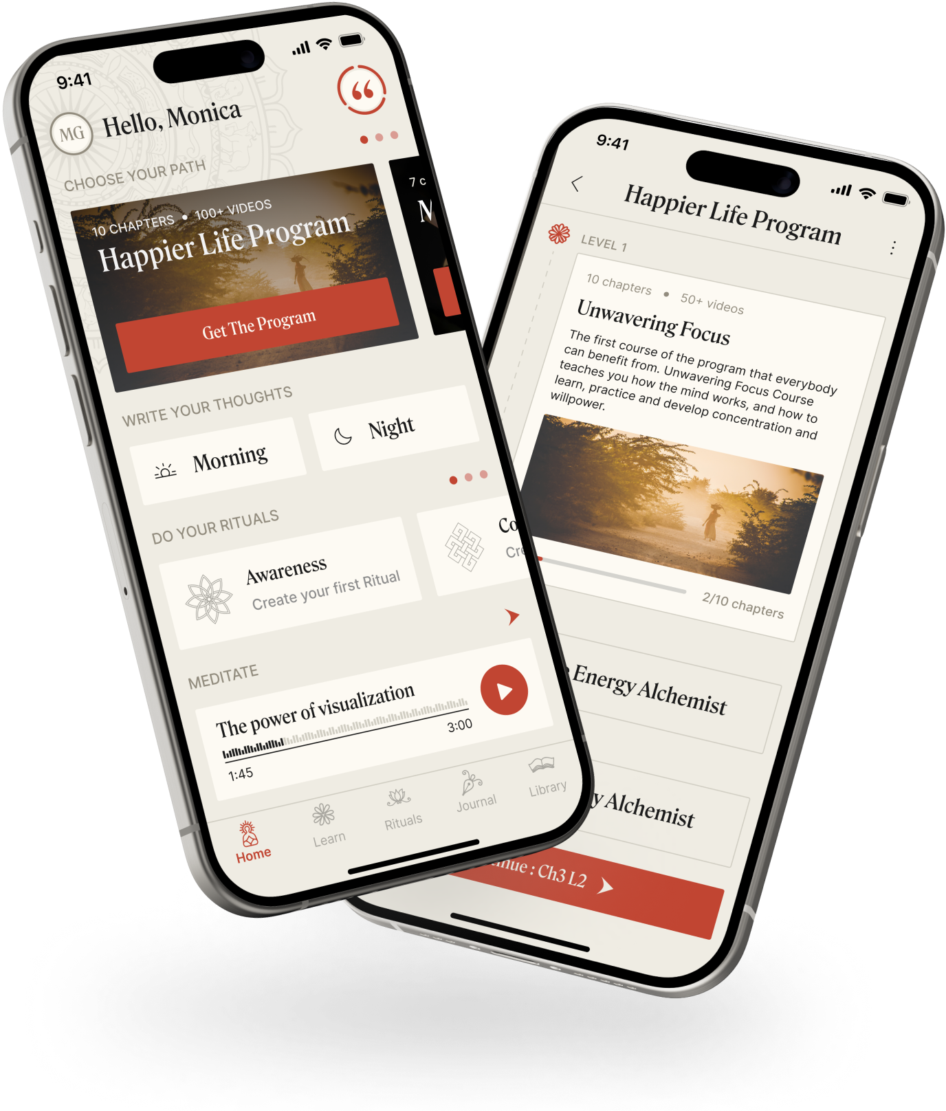 Dandapani App: the home screen and the program description